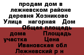 продам дом в лежневском районе деревня Хозниково › Улица ­ нагорная › Дом ­ 46 › Общая площадь дома ­ 24 › Площадь участка ­ 16 › Цена ­ 650 000 - Ивановская обл., Лежневский р-н, Хозниково с. Недвижимость » Дома, коттеджи, дачи продажа   . Ивановская обл.
